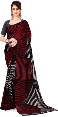 Anand Printed Daily Wear Georgette Saree(Red, White, Black)