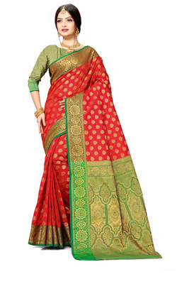 jayant creation Printed Banarasi Silk Blend Saree(Multicolor)