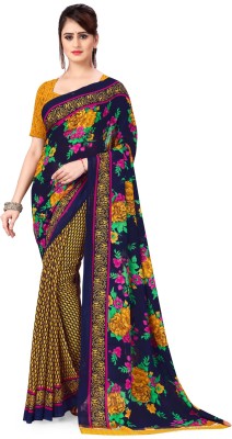 Anand Printed, Paisley, Floral Print Daily Wear Georgette Saree(Blue, Yellow)