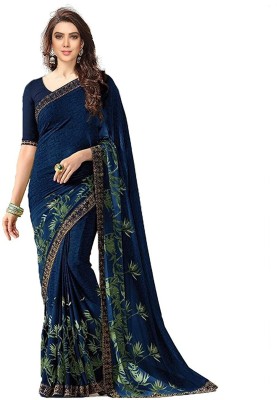 V And V Shop Printed Bollywood Georgette Saree(Blue)