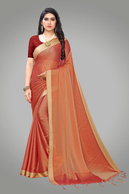 Ratnavati Solid/Plain Daily Wear Georgette Saree(Red)