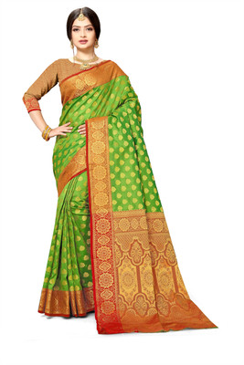 jayant creation Embellished Banarasi Silk Blend Saree(Multicolor)