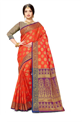 jayant creation Printed Banarasi Silk Blend Saree(Multicolor)