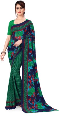 kashvi sarees Printed Daily Wear Georgette Saree(Dark Green)