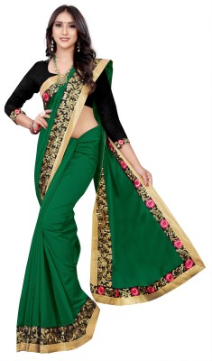 Kuki Embroidered Kanjivaram Georgette Saree(Dark Green)