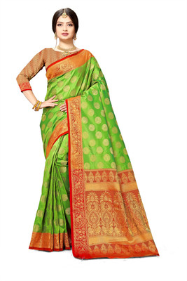 jayant creation Embellished Banarasi Silk Blend Saree(Multicolor)