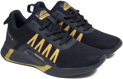 ASIAN Bouncer-01 Running shoes for boys | sports shoes for men | Latest Stylish Casual sneakers for men | Lace up lightweight black shoes for running, walking, gym, trekking, hiking & party Running Shoes For Men(Black, Gold)
