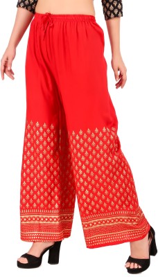 STYLE PREZONE Flared Women Red Trousers