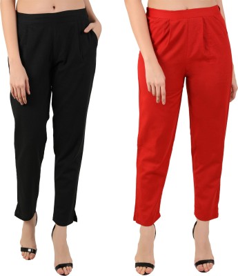 SVK Etail Regular Fit Women Black, Red Trousers
