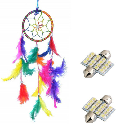 Uniqon Combo Ring Handmade Beaded Down & Feather-Fill Dream Catcher For Car, Room Wall Hanging, Balcony Wool Wind-Chime Decorative Showpiece Ornament And 32mm 1.6W 130LM 16 LED SMD 1210 12v White Light Car Interior Festoon Connector Reading Roof Dome Map Bulb Light/Lamp Combo Uniqon Combo Ring Handmade Beaded Down & Feather-Fill Dream Catcher For Car, Room Wall Hanging, Balcony Wool Wind-Chime Decorative Showpiece Ornament And 32mm 1.6W 130LM 16 LED SMD 1210 12v White Light Car Interior Festoon Connector Reading Roof Dome Map Bulb Light/Lamp Combo
