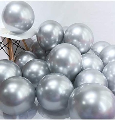 Party Hub Solid PH316 Balloon(Silver, Pack of 50)