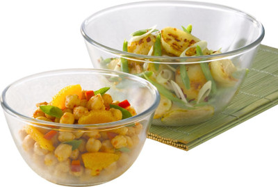 BOROSIL Glass Mixing Bowl Mixing Bowl Sets-1.3 L +2.5 L(Pack of 2, Clear)