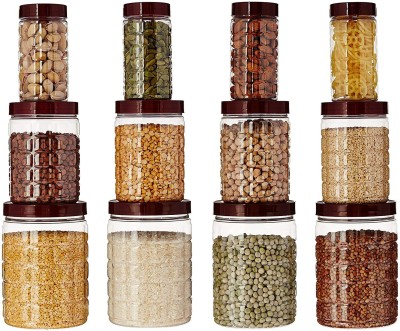 Analog Kitchenware Polypropylene Grocery Container  - 200 ml, 500 ml, 1000 ml(Pack of 12, Brown)