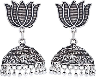 Sukkhi Pleasing Oxidised Lotos Jhumki Earring for Women Alloy Jhumki Earring