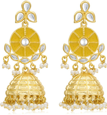 Sukkhi Sparkling Pearl Gold Plated Kundan Meenakari Earring for Women Pearl Alloy Drops & Danglers
