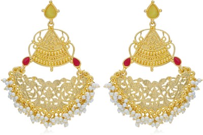 Sukkhi Glitzy Gold Plated Pearl Dangle Earring For Women Pearl Alloy Drops & Danglers