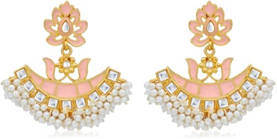 Sukkhi Sukkhi Graceful Pearl Gold Plated Kundan Meenakari Chandbali Earring For Women Pearl Alloy Chandbali Earring