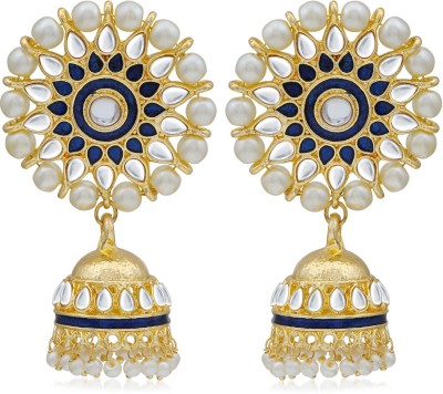 Sukkhi Sukkhi Fabulous Kundan Gold Plated Pearl Meenakari Jhumki Earring for Women Pearl Alloy Jhumki Earring