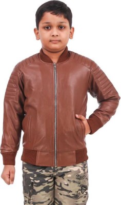 Leather Retail Full Sleeve Solid Boys Jacket