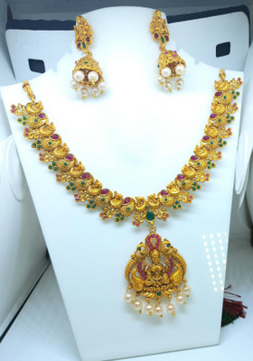 Elite trade Copper, Alloy Gold-plated Gold, Red, Green Jewellery Set(Pack of 1)