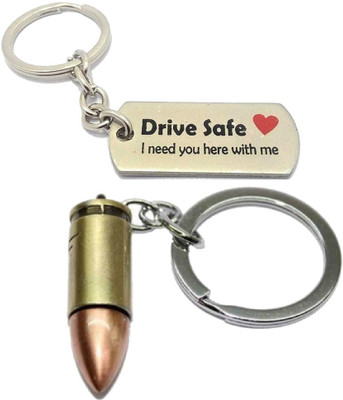 kd collections KD530-Drive Safe Keychain & Gun Bullet Keychain Combo Key Chain