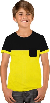 Luke and Lilly Boys Colorblock Pure Cotton Regular T Shirt(Black, Pack of 1)