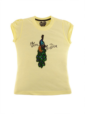 Femea Girls Casual Cotton Blend Top(Yellow, Pack of 1)
