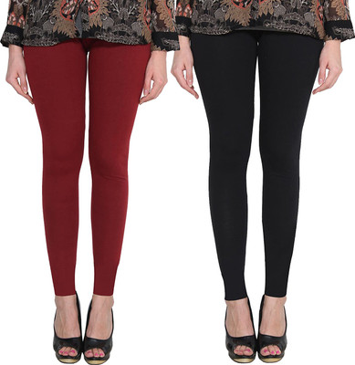 Clarita Ankle Length Western Wear Legging(Maroon, Black, Solid)