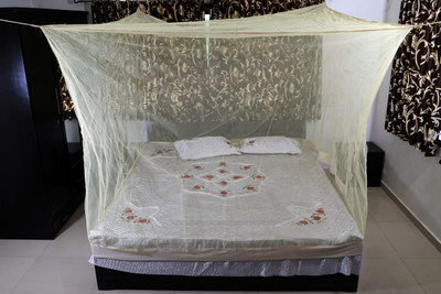 RIDDHI Nylon Adults Washable 14mt4x6_cream Mosquito Net(Cream, Ceiling Hung)
