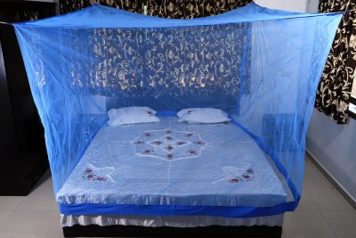 RIDDHI Nylon Adults Washable 14mt6.5x6.5_blue Mosquito Net(Blue, Ceiling Hung)