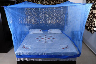 RIDDHI Nylon Adults Washable 14mt4x6_blue Mosquito Net(Blue, Ceiling Hung)