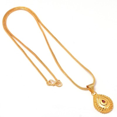 Jewar Mandi Jewar Mandi Pendant/Locket Gold Plated With Chain For Women & Girls Gold-plated Brass Pendant