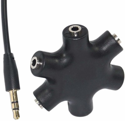 Triangle Ant Black 3.5mm Black 5 Way Jack Stereo Audio Multi Headphone/Earphone Splitter for All Smart Phone ( Black) Phone Converter(Android, iOS)