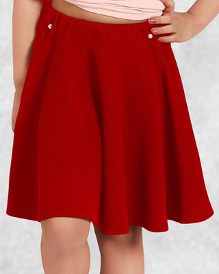 ADDYVERO Solid Girls Flared Red Skirt