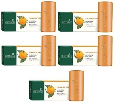 BIOTIQUE Pack of 5 Bio Orange Peel Revitalizing Body Soap, 150g ( For All Skin Types )(5 x 30 g)