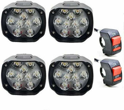 KINOM Bike / Motorcycle 9 LED Headlight Driving Fog Spot Light With Indicator 4 Pcs Fog Lamp Motorbike, Car LED (12 V, 18 W)(Avenger 180 Street, Jupiter Classic, All Royal Enfield Models, Pack of 4) KINOM Bike / Motorcycle 9 LED Headlight Driving Fog Spot Light With Indicator 4 Pcs Fog Lamp Motorbike, Car LED (12 V, 18 W)(Avenger 180 Street, Jupiter Classic, All Royal Enfield Models, Pack of 4)
