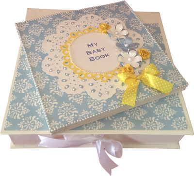 

Crack of Dawn Crafts Baby Scrapbook Record Book/ Gift - 10 topics Keepsake(Blue and Yellow)