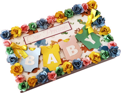 

Crack of Dawn Crafts Baby Photo Album - Pastel Animals Keepsake(White)