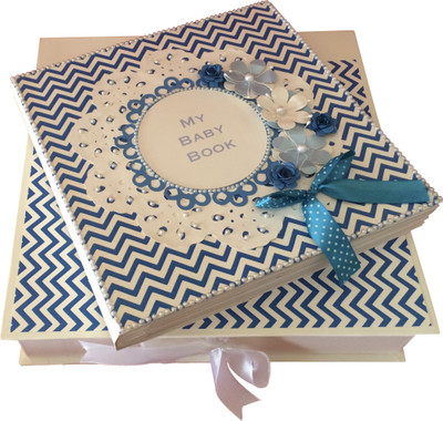 

Crack of Dawn Crafts Baby Scrapbook Record Book/ Gift - 10 topics Keepsake(Blue)