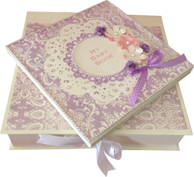 

Crack of Dawn Crafts Baby Scrapbook Record Book/ Gift- 10 topics Keepsake(Pink and Lavender)