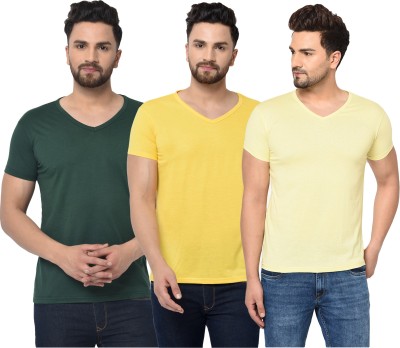 Unite Wear Solid Men V Neck Multicolor T-Shirt