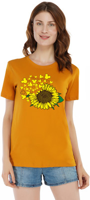 Rock Paper Scissors Printed, Graphic Print, Typography Women Round Neck Yellow T-Shirt