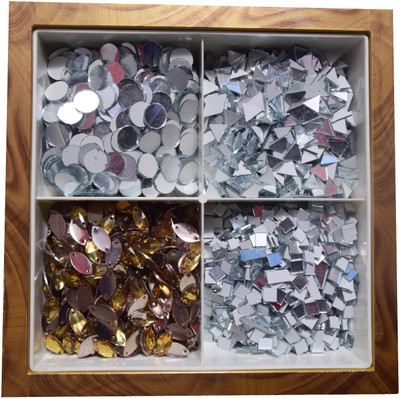 RUHAILA ROUND +SQUIRE +TRIANGLE MIRROR ( SHISHA) AND RIVOLI -700 PCS FOR EMBROIDERY -ART AND CRAFT AND JWELLERY WORKS
