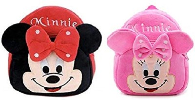 Bluemoon AVK_Combo of 2 red minnie, pink minnie_968 10 L Backpack(Red, Pink, Black)