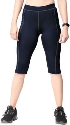 CHKOKKO Gym Sports Yoga Capri Slim fit Women Blue Capri