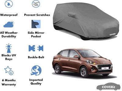 Coverit Car Cover For Hyundai Aura (With Mirror Pockets)(Grey)