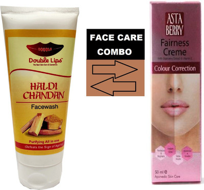 DOUBLE LIPS Haldi Chandan Face Care Face Wash(100ml)+Colour Correction Fairness Cream (25 grm) For Skin Brightning Face Care combo For Glowing& Acne Free &Oil Free Skin(2 Items in the set) DOUBLE LIPS Haldi Chandan Face Care Face Wash(100ml)+Colour Correction Fairness Cream (25 grm) For Skin Brightning Face Care combo For Glowing& Acne Free &Oil Free Skin(2 Items in the set)