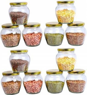 SATYAM Glass Tea Coffee & Sugar Container  - 400 ml(Pack of 12, Clear)