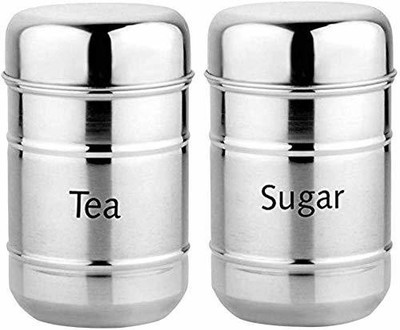 shree shubh laxmi Steel Tea Coffee & Sugar Container  - 500 ml, 500 ml(Pack of 2, Silver)