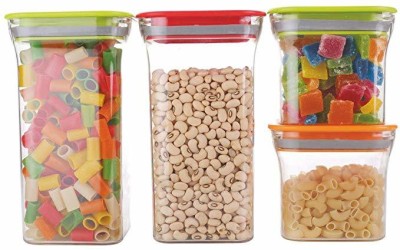 Sarang Entreprise Plastic Cookie Jar  - 1100 ml, 1100 ml, 600 ml, 600 ml(Pack of 4, Multicolor)